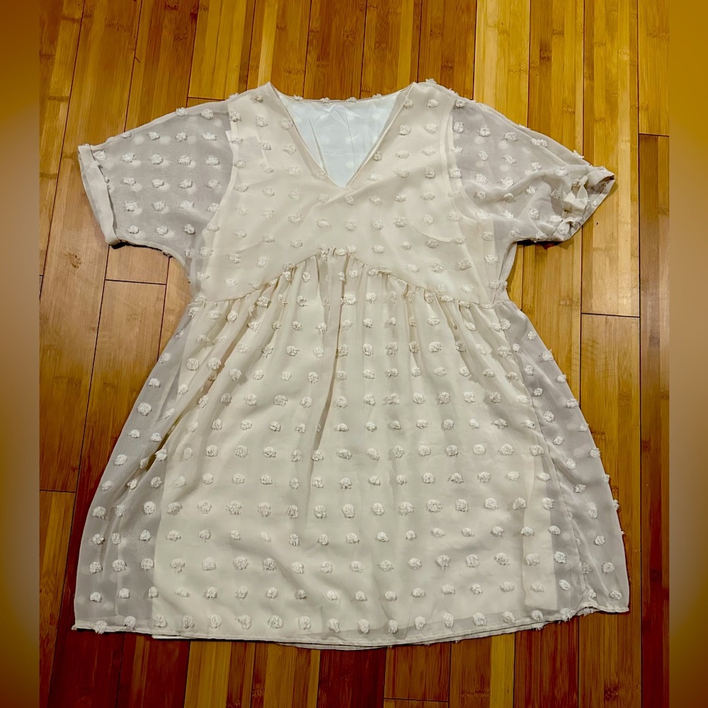 Cream Pom Texture Dress